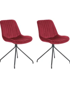 Beliani Tuoli Sametti Tummanpunainen 2 Kpl Navasota Clearance