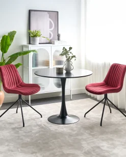 Beliani Tuoli Sametti Tummanpunainen 2 Kpl Navasota Clearance