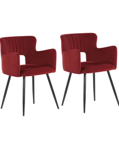 Beliani Tuoli Sametti Tummanpunainen 2 Kpl Sanilac Cheap