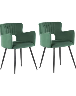 Beliani Tuoli Sametti Tummanvihrea 2 Kpl Sanilac New