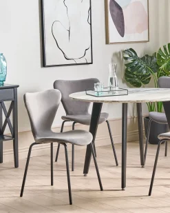 Beliani Tuoli Sametti Vaaleanharmaa/Musta 2 Kpl Boonville New