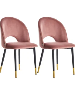 Beliani Tuoli Sametti Vaaleanpunainen 2 Kpl Magalia Fashion