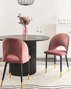 Beliani Tuoli Sametti Vaaleanpunainen 2 Kpl Magalia Fashion