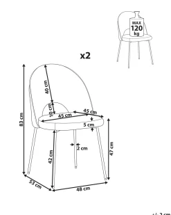 Beliani Tuoli Sametti Vaaleanpunainen 2 Kpl Covelo Fashion