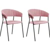 Beliani Tuoli Sametti Vaaleanpunainen 2 Kpl Mariposa Cheap