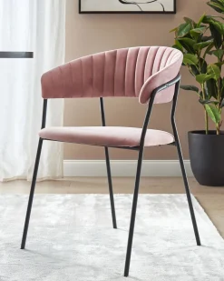 Beliani Tuoli Sametti Vaaleanpunainen 2 Kpl Mariposa Cheap