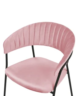 Beliani Tuoli Sametti Vaaleanpunainen 2 Kpl Mariposa Cheap