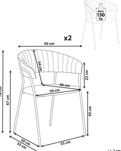 Beliani Tuoli Sametti Vaaleanpunainen 2 Kpl Mariposa Cheap