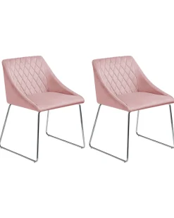 Beliani Tuoli Sametti Vaaleanpunainen 2 Kpl Arcata Store