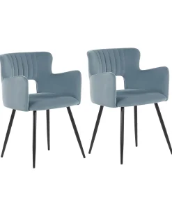 Beliani Tuoli Sametti Vaaleansininen 2 Kpl Sanilac Best Sale