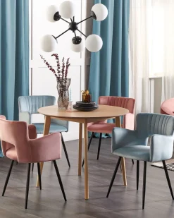 Beliani Tuoli Sametti Vaaleansininen 2 Kpl Sanilac Best Sale