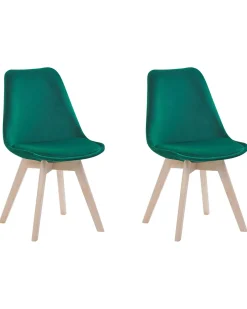 Beliani Tuoli Sametti Vihrea 2 Kpl Dakota Ii Fashion