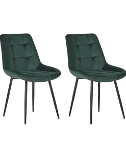 Beliani Tuoli Sametti Vihrea 2 Kpl Melrose Best Sale