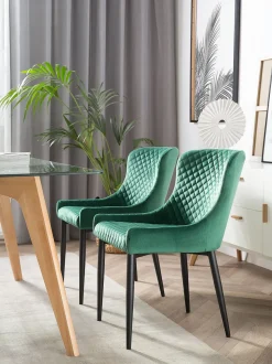 Beliani Tuoli Sametti Vihrea 2 Kpl Solano Best