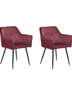 Beliani Tuoli Sametti Viininpunainen 2 Kpl Jasmin New