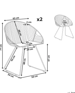 Beliani Tuoli Teras Kulta 2 Kpl Aurora Fashion