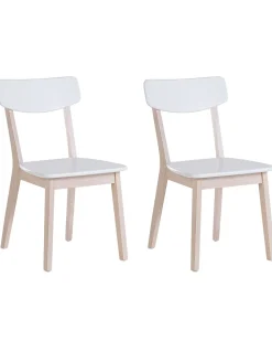 Beliani Tuoli Valkoinen/Vaalea Puu 2 Kpl Santos Outlet