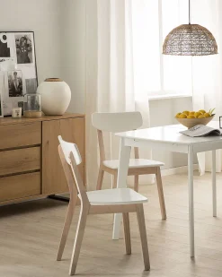 Beliani Tuoli Valkoinen/Vaalea Puu 2 Kpl Santos Outlet