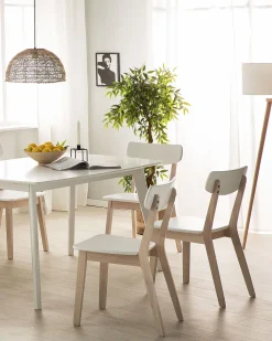 Beliani Tuoli Valkoinen/Vaalea Puu 2 Kpl Santos Outlet