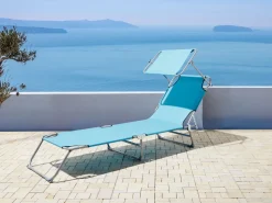 Beliani Turkoosi Teraksinen Aurinkotuoli Katoksella Foligno Best