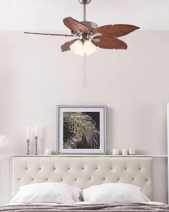 Beliani Tuuletinvalaisin 4 Polttimoa Vaalea Puu/Hopea Gila Outlet