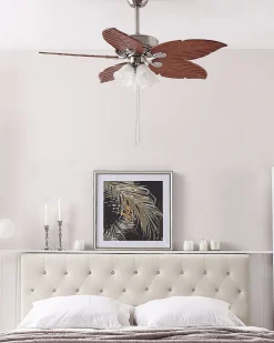 Beliani Tuuletinvalaisin 4 Polttimoa Vaalea Puu/Hopea Gila Outlet