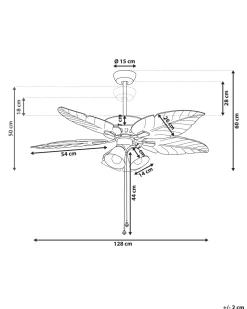 Beliani Tuuletinvalaisin 4 Polttimoa Vaalea Puu/Hopea Gila Outlet