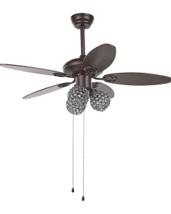 Beliani Tuuletinvalaisin 3 Polttimoa Tumma Puu/Ruskea Heilong Best Sale