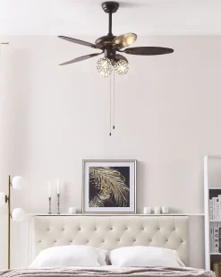 Beliani Tuuletinvalaisin 3 Polttimoa Tumma Puu/Ruskea Heilong Best Sale