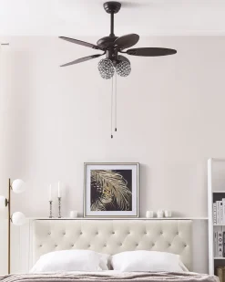 Beliani Tuuletinvalaisin 3 Polttimoa Tumma Puu/Ruskea Heilong Best Sale