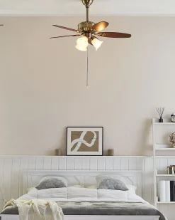 Beliani Tuuletinvalaisin 3 Polttimoa Tumma Puu/Kulta Nadela Sale