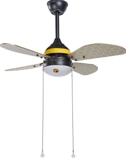 Beliani Tuuletinvalaisin Rauta Musta/Keltainen Dolores Shop