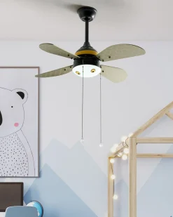 Beliani Tuuletinvalaisin Rauta Musta/Keltainen Dolores Shop