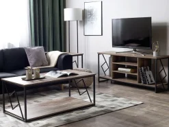 Beliani Tv-Taso 5 Hyllya Tumma Puu/Musta Forres Best