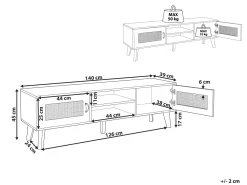 Beliani Tv-Taso 2 Kaappia 2 Hyllya Luonnonvalkoinen Parton Best