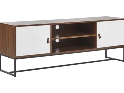 Beliani Tv-Taso 2 Kaappia 2 Hyllya Tumma Puu/Valkoinen Nueva Cheap