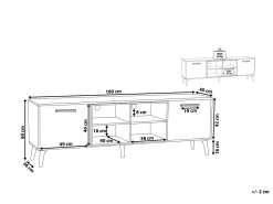Beliani Tv-Taso 2 Kaappia 4 Hyllya Valkoinen/Tumma Puu Alloa Shop