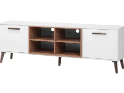 Beliani Tv-Taso 2 Kaappia 4 Hyllya Valkoinen/Tumma Puu Alloa Shop