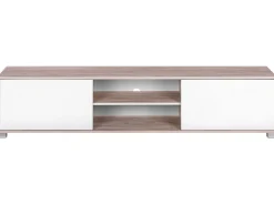 Beliani Tv-Taso 2 Kaappia 2 Hyllya Vaalea Puu/Valkoinen Lincoln Shop