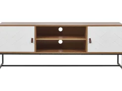 Beliani Tv-Taso 2 Kaappia 2 Hyllya Vaalea Puu/Valkoinen Nueva Best