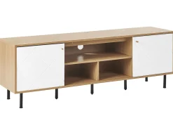 Beliani Tv-Taso 2 Kaappia 3 Hyllya Vaalea Puu/Valkoinen Palmer Best