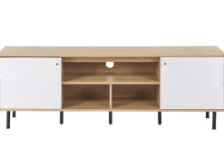 Beliani Tv-Taso 2 Kaappia 3 Hyllya Vaalea Puu/Valkoinen Palmer Best