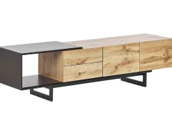 Beliani Tv-Taso 2 Kaappia 2 Laatikkoa Vaalea Puu/Musta Fiora Outlet