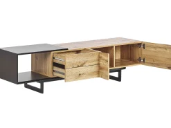 Beliani Tv-Taso 2 Kaappia 2 Laatikkoa Vaalea Puu/Musta Fiora Outlet