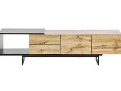 Beliani Tv-Taso 2 Kaappia 2 Laatikkoa Vaalea Puu/Musta Fiora Outlet