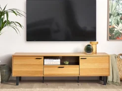 Beliani Tv-Taso 2 Kaappia Laatikko Vaalea Puu/Musta Claremont Shop