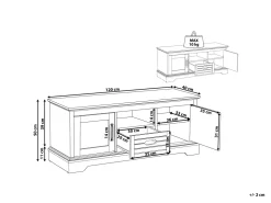 Beliani Tv-Taso 2 Kaappia Laatikko Vaalea Puu/Tummanharmaa Garet Shop