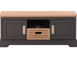 Beliani Tv-Taso 2 Kaappia Laatikko Vaalea Puu/Tummanharmaa Garet Shop