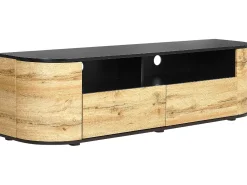 Beliani Tv-Taso 2 Laatikkoa 2 Kaappia Vaalea Puu/Musta Jerome Cheap