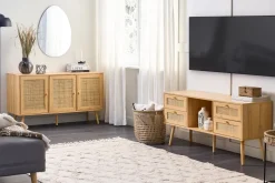 Beliani Tv-Taso 4 Laatikkoa Hylly Vaalea Puu Perote Discount